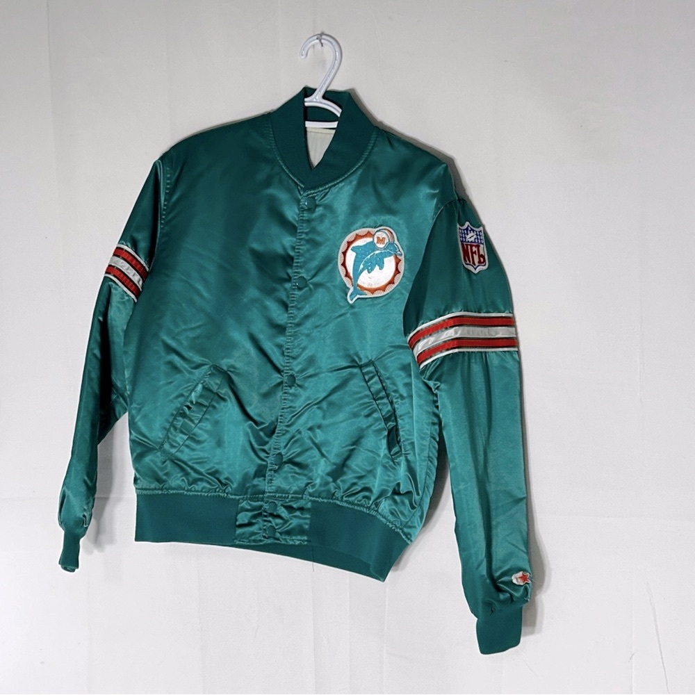 Vintage Starter Miami Dolphins Satin Bomber Jacket - Medium - Picture 13 of 15